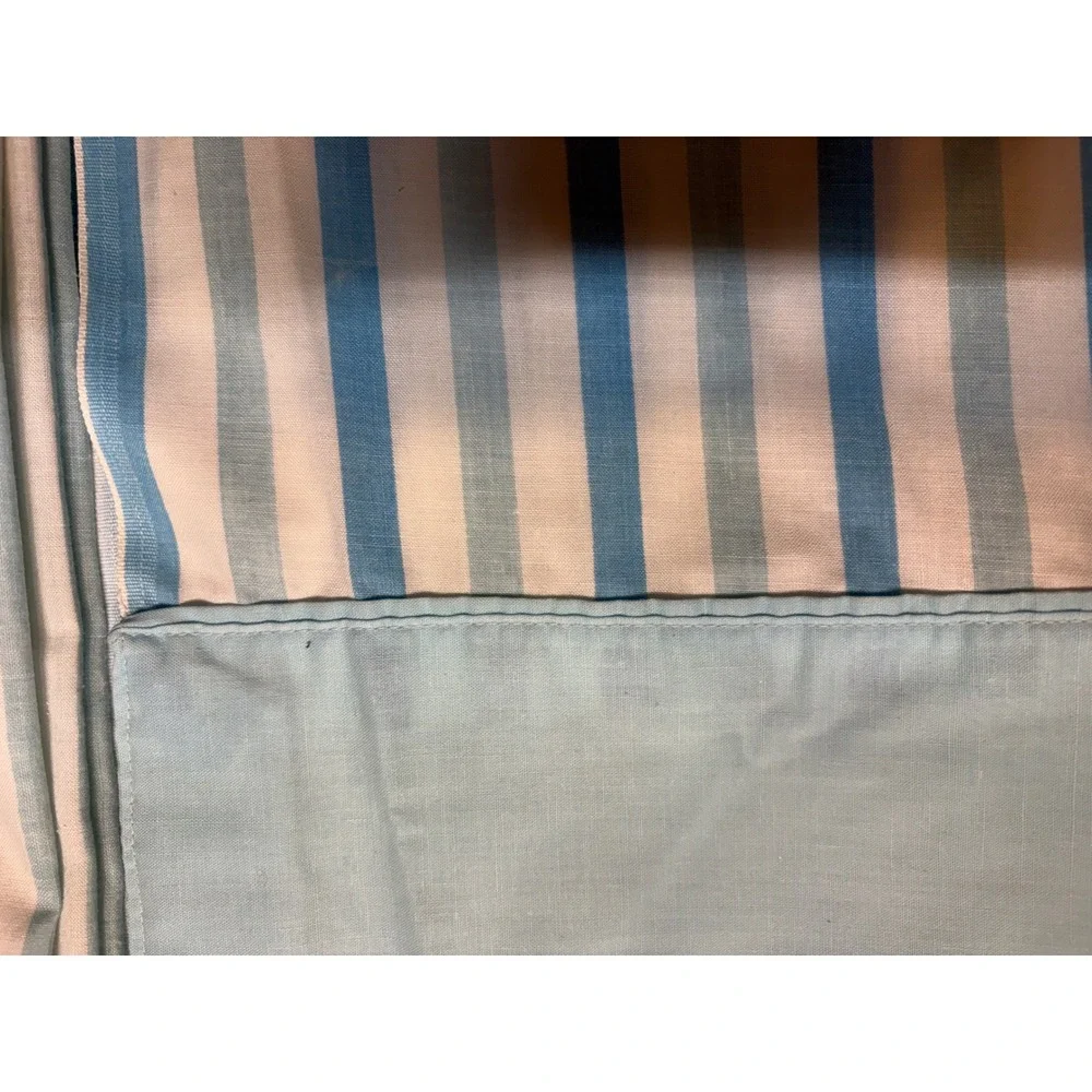 Vintage Grant's Turquoise Blue Striped Flat DOUBLE Muslin bed sheet bedsheet